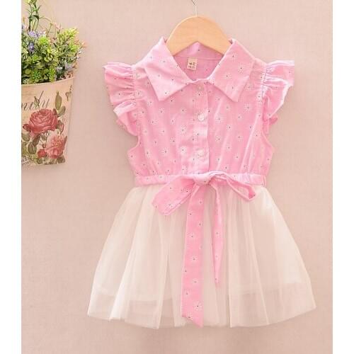 Baby Girl Clothes Dress Casual Floral Loose Bow Lace Up Patch Printed Summer Cotton Clothing Children Cute Kids Baby Girl Dress