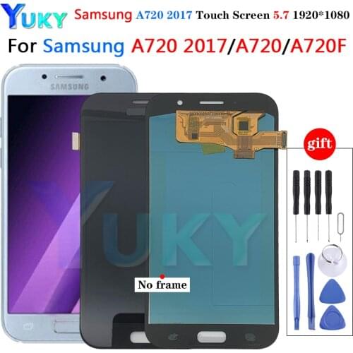 For Samsung Super oled Lcd Display Voor Samsung Galaxy A7 2017 A720 A720F A720M Lcd Touch Screen Digitizer Vergadering LCD