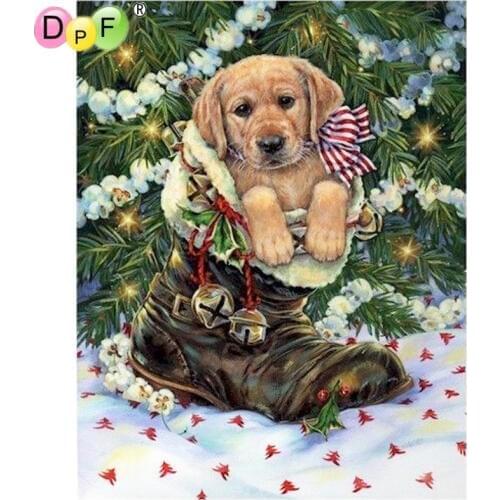 DPF DIY Gift 5D full Round Diamond Painting shoe dog christmas Diamond Embroidery Magic Cube Cross Stitch crafts Mosaic Decor