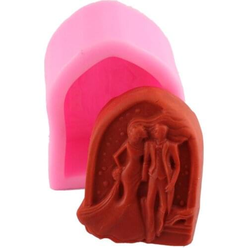 Mould bride groom couple Silicone Molds Wedding Decoration Fondant Cake Decorating Baking Tools handmade soap mold F0660