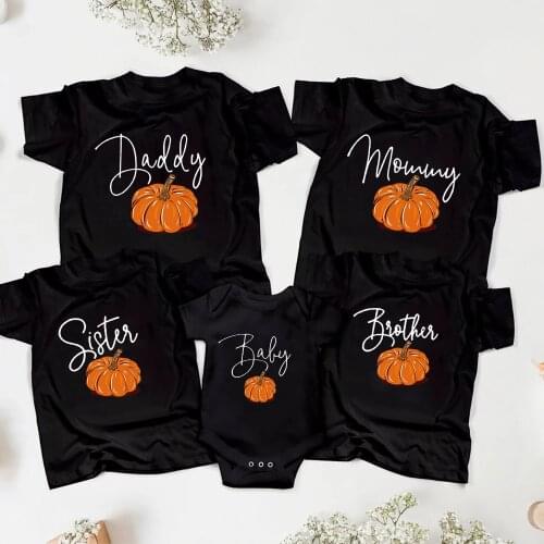 Thanksgiving halloween Family Matching shirts daddy mommy sister brother pumpkin Tshirts Baby Bodysuit Casual Clothes for gift
