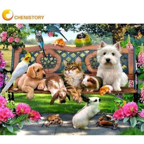 CHENISTORY Animals In Park Oil Painting By Numbers For Kids Unique Gift HandPainted 60x75cm Framed Home Decoration Wall Art Craf