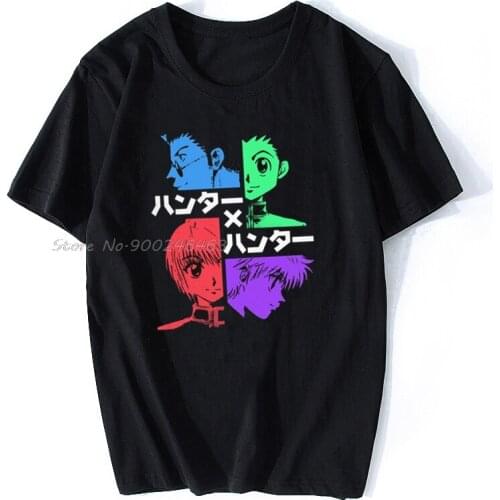 The Hunters Hunter X Hunter Tshirt Guy Vintage Print T-Shirt Men Cotton Tees Tops Anime Harajuku Streetwear