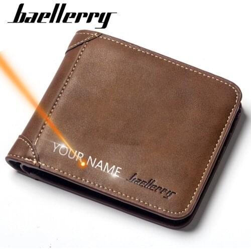 2021 New Men Wallets Free Name Customized Card Holder Short Male Purse Fashion High Quality PU Leather Wallet For Men