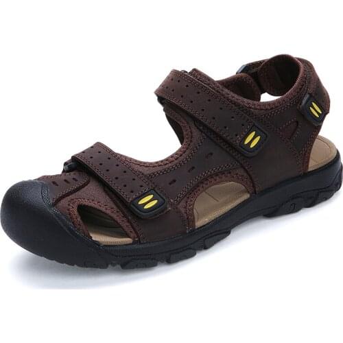 Summer new 100% leather sandals mens fashion mens casual shoes fashion brand design mens beach shoes mens sandals Zapatos