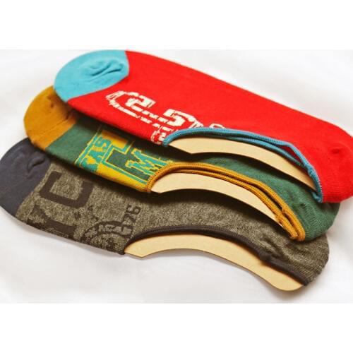 New Mens Cotton Summer Boat Sock Personality Letters Solid Pattern Tide Shallow Mouth Soft Breathable Deodorant Invisible Sock