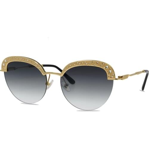 2021 oval fashion sunglasses luxury brand designer high-end ladies outdoor stone gradient color metal sunglasses glasses