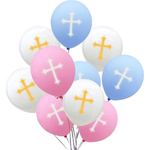 Easter 12 Inch Cross Ltex Balloon Holiday Party Celebration Decoration Supplies, Wedding, Birthday