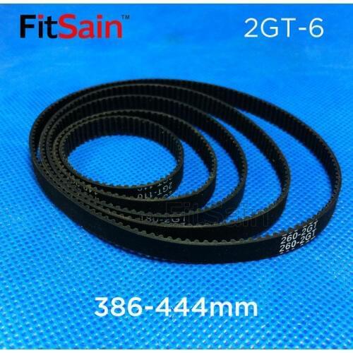 FitSain--2GT 386-444mm rubber belt Width 6mm Timing Belt GT2 Conveyor Belt Drive Belt Ring with Rubber Belt