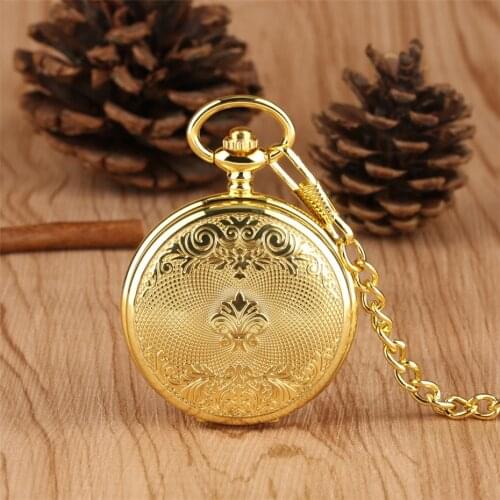 Luxury Gold Mechanical Pocket Watch Exquisite Design Hand Wind Pendant Watch Fob Pocket Chain for Men Women reloj de bolsillo