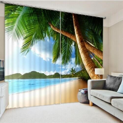 2017 Beautiful seaside view Digital Print 3D Blackout Curtains For Living room Bedding room Drapes Cotinas para sala