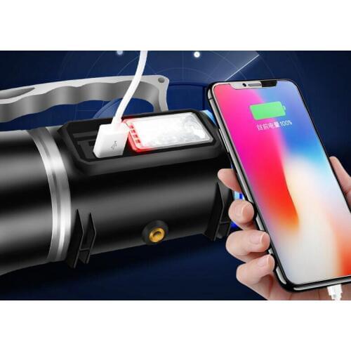Blue LM fishing flashlight Strong light Power Bank Supply LED searchlight dual light with Bracket