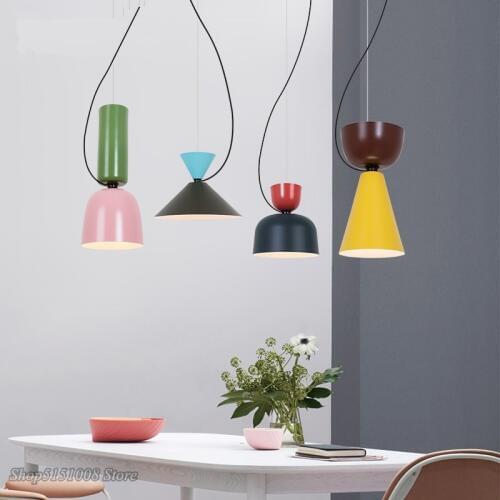 Nordic pendant lights creative dinning room bedroom cafe color single head Macaron Bell LED pendant lamps decor light fixtures