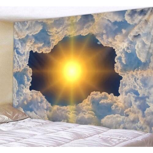 Sun and moon psychedelic art tapestry colorful abstract starry background cloth bohemian mandala hippie home decoration