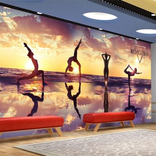 Modern Simple Wallpaper 3D Sunset Yoga Fitness Club Dance Room Background Wall Murals Creative Art Wall Paper Papel De Parede 3D
