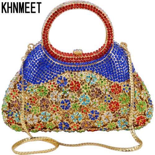 Women evening bags chain luxury crystal clutch bags handle Diamond party purse ladies wedding bags prom handbags SC217