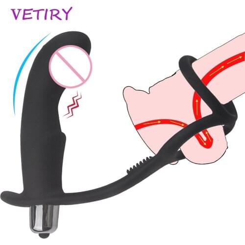 VETIRY Vibrator Anal Plug Delay Ejaculation Ring Butt Plug Prostate Massager Cock Ring Penis Ring Sex Toys For Women Men