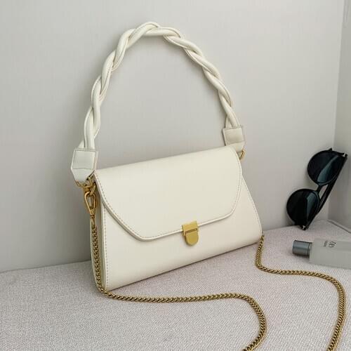 Vintage chain Womens Crossbody Shoulder bag 2020 PU Leather Handbags ladies Brand Designer Braided strap Hand Bag wallet black