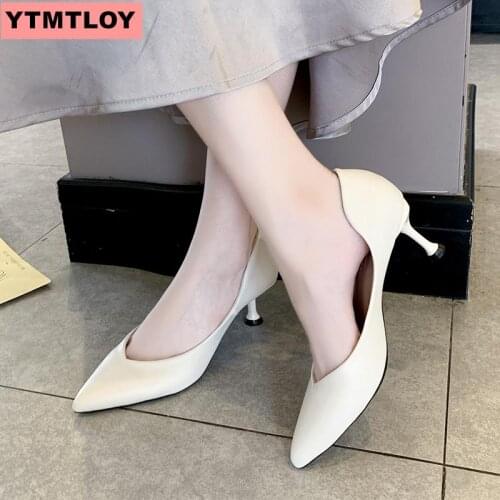 2019 HOT hot fashion womens shoes pointed shallow shoes PU leather dress high heels womens shoes wedding shoes women