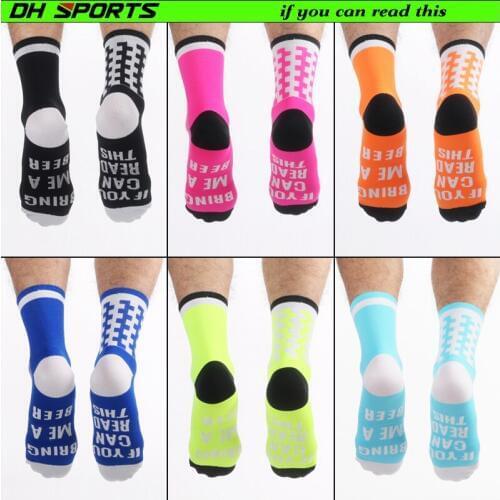 DH SPORTS High Quality Letter Print Cycling Socks Women Men Stylish Running Compression Socks Outdoor Racing Bicycle Sport Socks