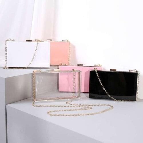 New Acrylic Transparent Women Clutch Bag Chain Luxury Brand Women Messenger Bag Evening Bag Handbag Chain Shoulder Bag