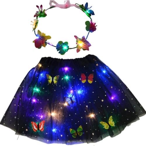 Lighted Glowing Flower Headband Garland Wreath Headwear LED Light Tutu Skirt Party Gift Home Birthday Wedding Decor