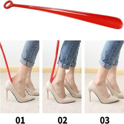 1Pcs 47cm Simple Fashion Shoehorn Plastic Solid Color Professional Easy Reach Flexible Handle Remover Aid Slip Shoe Horn AA