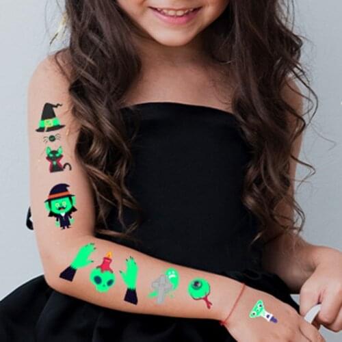 20 Sheets Temporary Tattoos Stickers Luminous Tattoo Stickers Waterproof Long Lasting Halloween Makeup Set GDeals