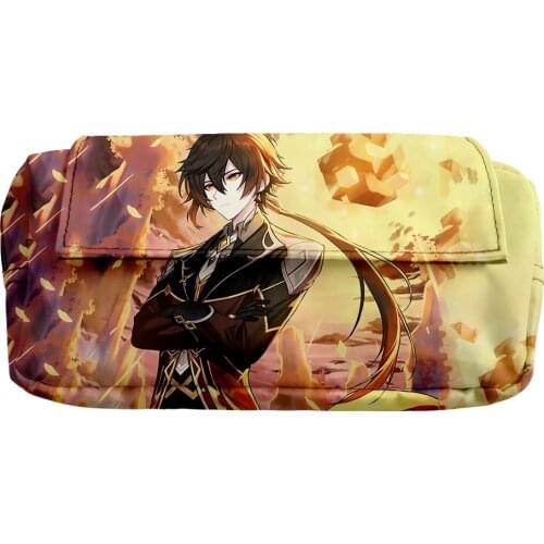 2021 Genshin Impact ZhongLi 3D Print Women Simple Double layer Storage Bag Lady Bag Cosmetic Bag Child Stationery Pencil Bag