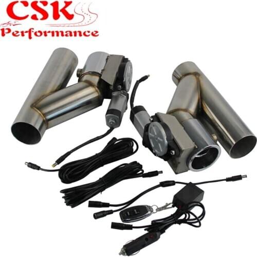 3" 76mm Dual Electric Exhaust Cutout Cutoff Downpipe Dump Bypass Valve Kit Wireless Controller / Switch Control