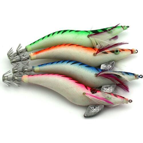 40pcs squid jig fishing shrimp fishing lures 19.8g 13.5cm 3.5# wooden prawn fishing baits bass wobble fishing tackles