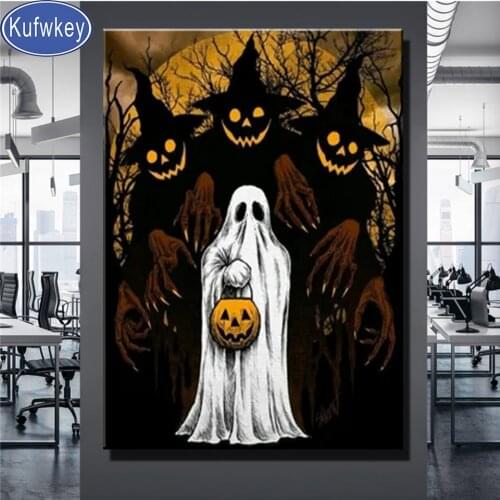 5D DIY Diamond Painting Handicraft Cross Stitch Halloween Gothic Skull Witch Full Square Diamond Embroidery Rhinestone of pictur