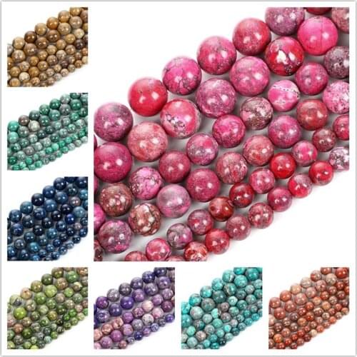 6-10mm 8 Color Natural Stone Beads For Jewelry Making DIY Round Smooth Loose Emperor Stone Bead Charm Bracelet Necklace Handmade