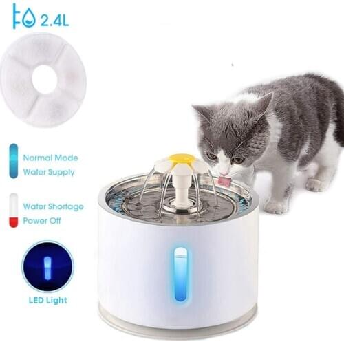 Automatic Cat Fountain Pet Drinking Water Dispenser 2.4L Electric LED Dog Pet Drinking Fountain Drinking Bowl Feeder Filter