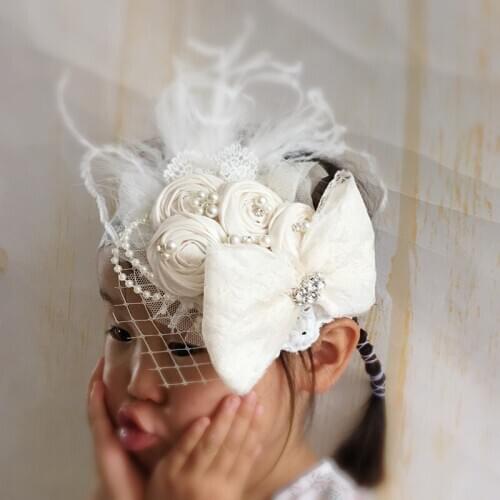 Free Shipping Dupioni Silk Flower Girl Headband Kids Hair Accessories Photo Prop