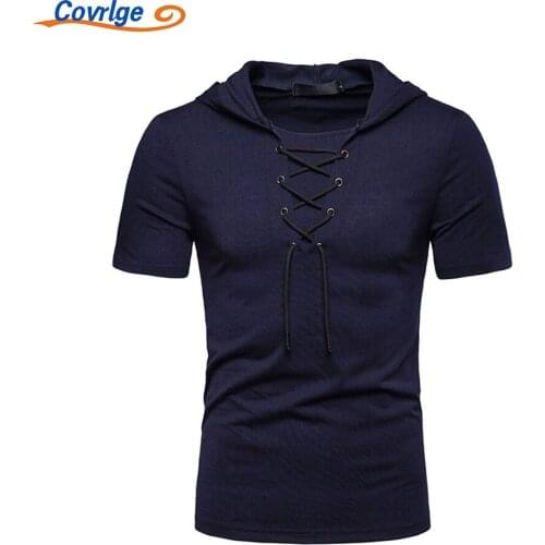 Covrlge Cotton New T-shirt Daily Casual Comfortable All-match Sports Loose Hooded Tether Multicolor Best Seller Clothing MTS667