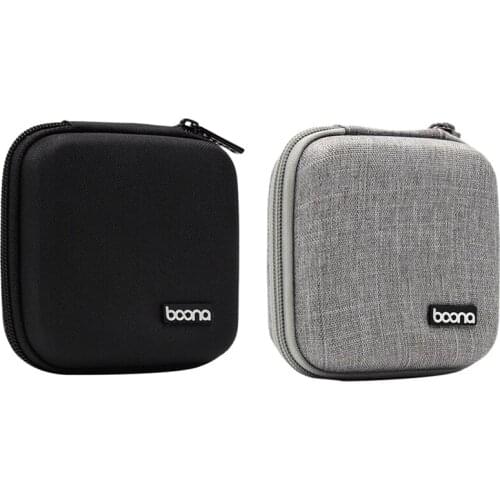 BOONA 2Pcs Travel Storage Bag Multi-Function Storage Bag For Air/Pro Power Bank Data Cable Charger Headset Black & Gray