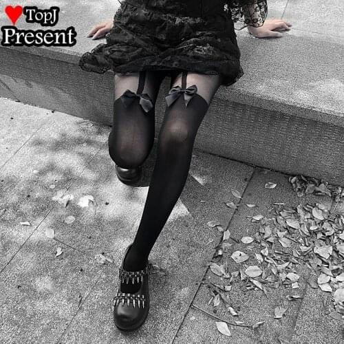 Harajuku Gothic Lolita bow stockings Lolita cosplay Pantyhose thin leggings sweet lolita bow sexy stockings