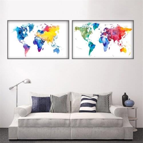 World Map Poster Canvas Print Paintings On The Wall Map of the World Posters Home Decor Modern Wall Art Picture Room Decoration