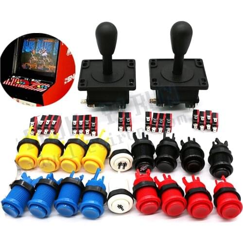 DIY Arcade Game Kit Zero Delay Board USB Encoder To PC /Raspberry Pi 8 WAY Happ Style Joystick Control 2 Player Push Buttons