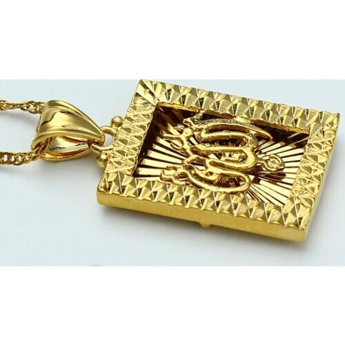 2018 fashion gold color allah classic pendant necklace for women men charm Islam pendant for muslim allah pendant necklace