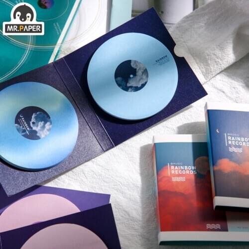 Mr.paper 6 Designs 60 Pcs/bag Ins Style Rainbow Record Series Creative Simple Hand Account DIY Decoration White Card Material