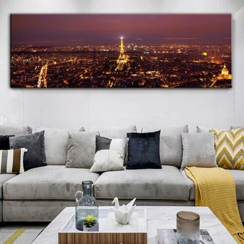 Skyline Of Paris Wall Art Canvas Prints Night Landscape Of Paris Posters And Prints Wall Art Decorative Pictures For Bed Room