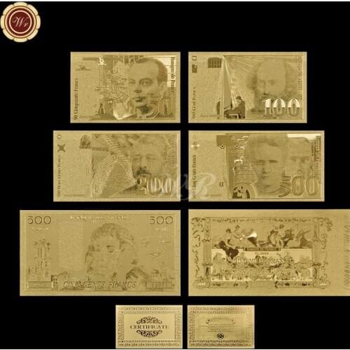 Normal Gold Foil Banknote 1994Years 500cents,50.100.200.500.5000 Franc Golden Gift Sales Promotion