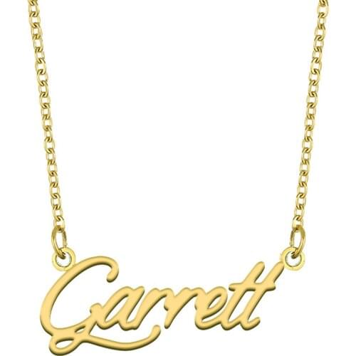 Garret Name Necklace for Women Stainless Steel Jewelry 18k Gold Plated Nameplate Pendant Femme Mother Girlfriend Gift