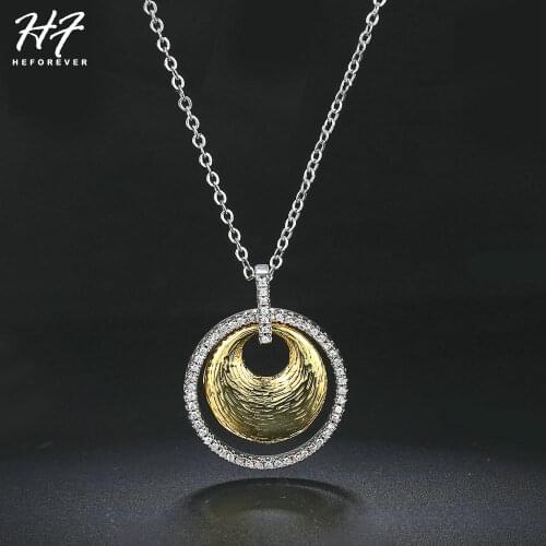 Vintage Yellow Gold Color Craving Necklaces for Women Zirconia Pendant Necklace Fashon Jewelry Xmas Gift for Girl N015