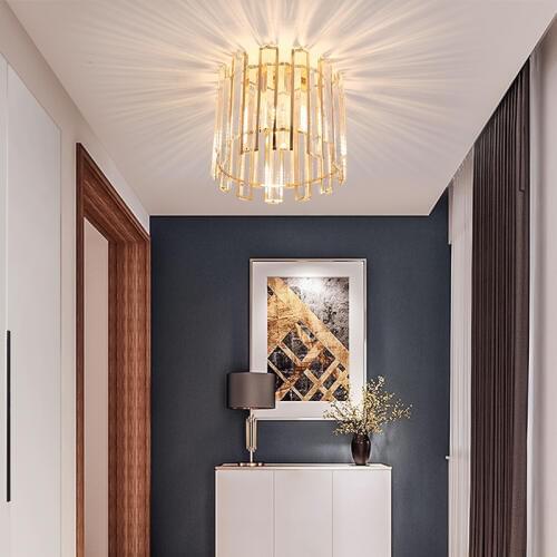 Ceiling Light with Clear Crystal Shape Modern Industrial Ceiling Lighting Fixture for Dining Room Bedroom Kitchen Corridor