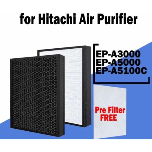 EP-A3000 & EP-A5000 EP-A5100C Replacement Hepa & Carbon Filter EPA3000 EPA5000 EPA-5000 Deodorizing filter for Hitachi Purifier