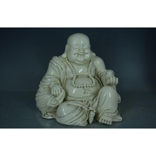 Antique Handmade porcelain Statue,DeHua White Laughing Buddha sculpture#20,,Hand- crafts,best collection& adornment,free shippin