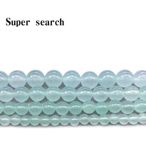 Chalcedony Light Blue Natural White Stone Beads For Jewelry Making DIY Bracelet Necklace6 8 10 12 MM Strand